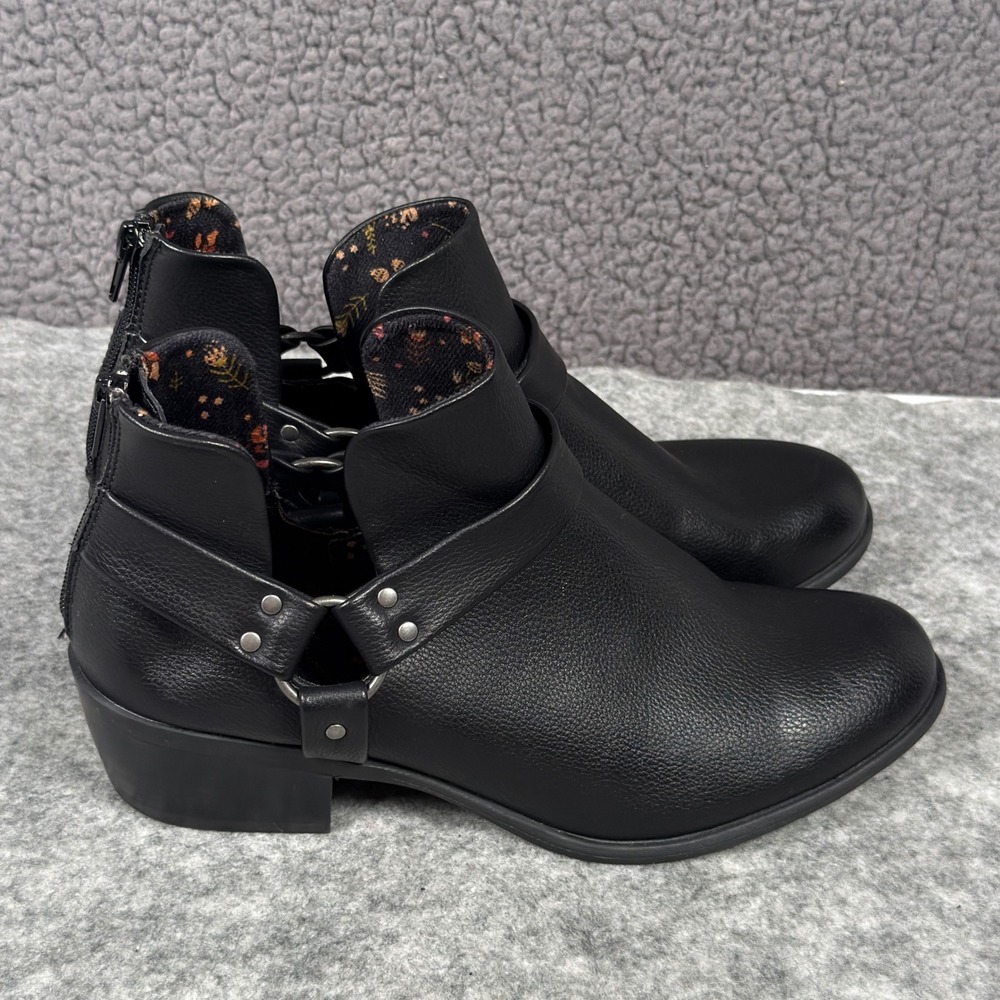 B.oc. Boots Born Concept Womens Black Harness Strap Ankle Booties Back Zip 11M - Picture 6 of 9